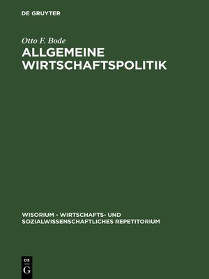 cover image of Allgemeine Wirtschaftspolitik